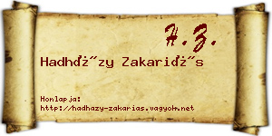 Hadházy Zakariás névjegykártya